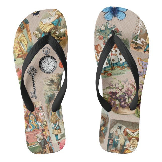  Nursery Alice Colourful 1800s Classic Wonderland  Flip Flops (Footbed)