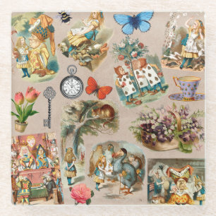  Nursery Alice Colourful 1800s Classic Wonderland  Glass Coaster