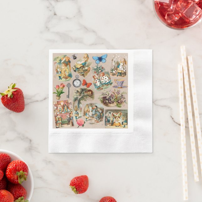  Nursery Alice Colourful 1800s Classic Wonderland  Napkin (Insitu)