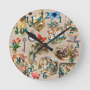  Nursery Alice Colourful 1800s Classic Wonderland  Round Clock