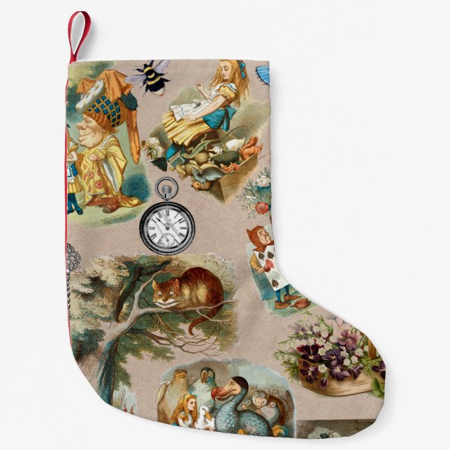  Nursery Alice Colourful 1800s Classic Wonderland  Small Christmas Stocking (Front)