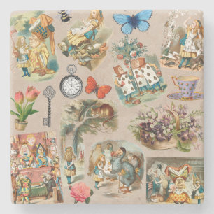  Nursery Alice Colourful 1800s Classic Wonderland  Stone Coaster