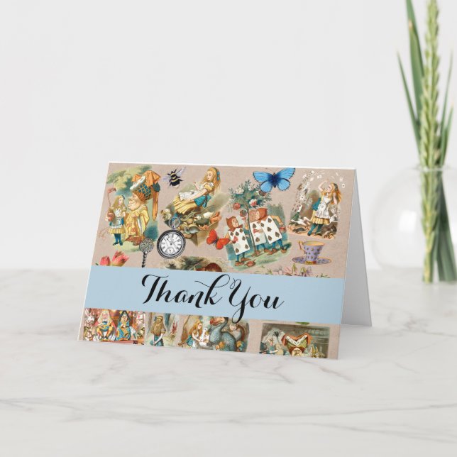  Nursery Alice Colourful 1800s Classic Wonderland  Thank You Card (Front)