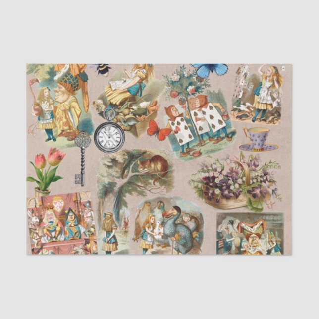  Nursery Alice Colourful 1800s Classic Wonderland  Tissue Paper (Front)