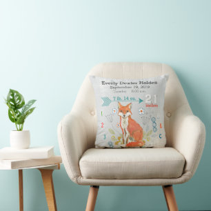 Nursery Baby Birth Stat Fox Arrow Pattern Cushion