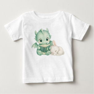 Nursery Baby Dragon Reading Book Kids T-Shirt