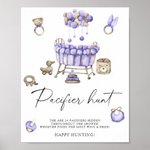 Nursery baby shower - pacifier hunt game poster