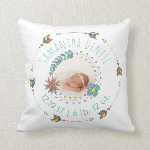 Nursery Birth Announcement Photo Tribal Arrow Boho Cushion