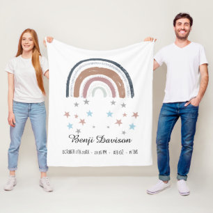 Nursery Blanket Birth Record Rainbow Stars