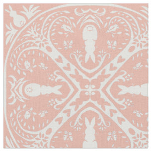 Nursery Blush Pink Bunny Rabbit Pattern Baby Girl Fabric