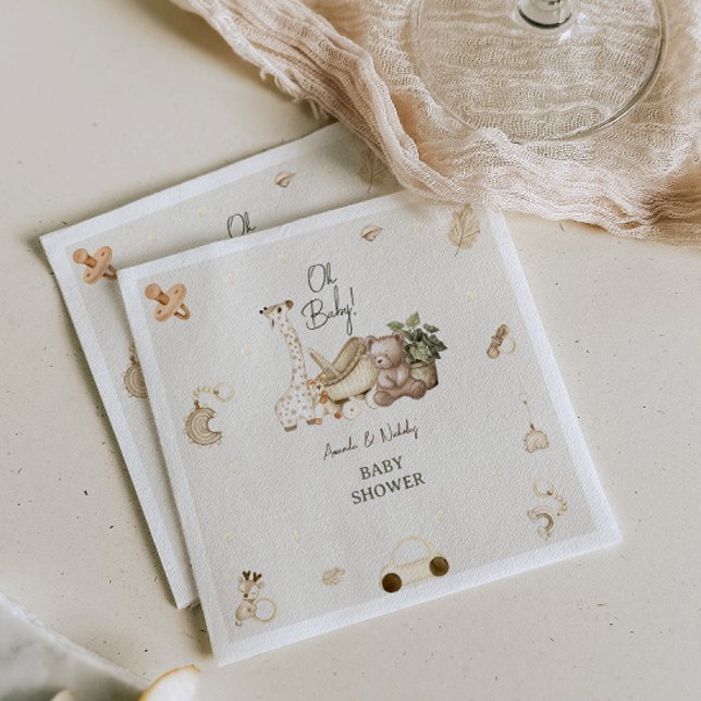 Nursery Boho Animals Baby Shower Napkin (Creator Uploaded)