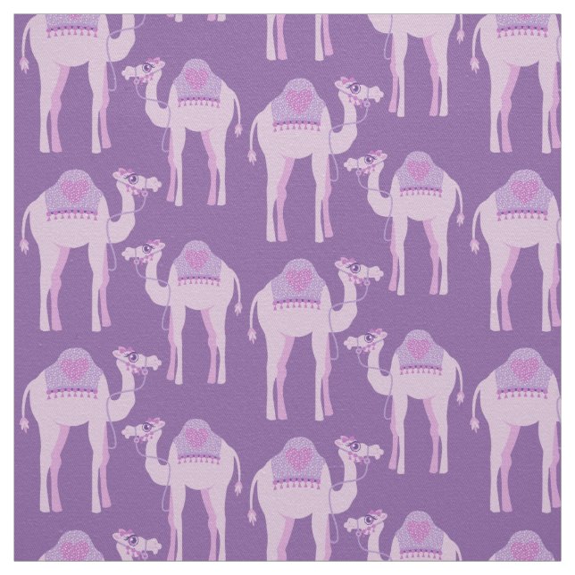 Nursery camel graphic animal purple fabric (Swatch)