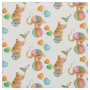 Nursery circus animal watercolor art fabric