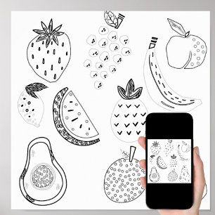 Nursery Colour The Fruits Sketch Poster