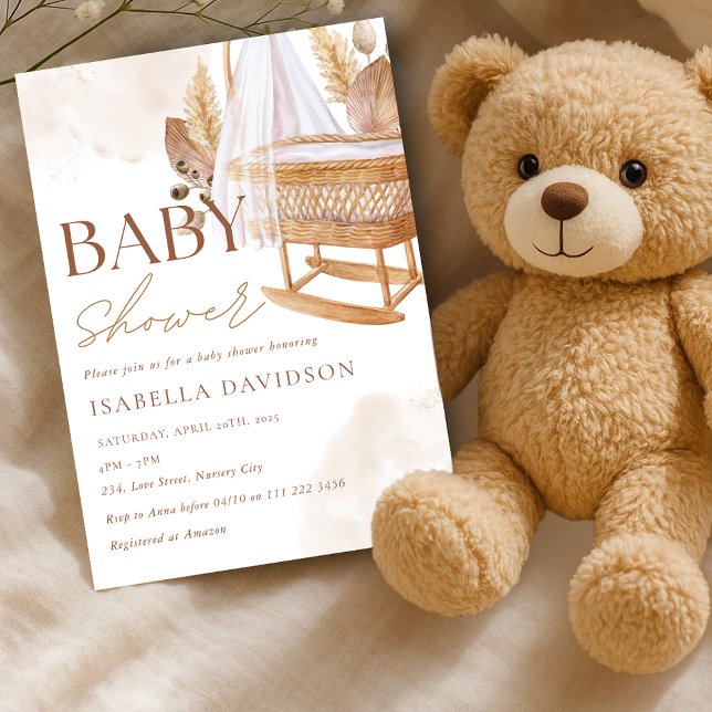 Nursery Crib Boho Gender Neutral Baby Shower Invitation (Nursery Crib Boho Gender Neutral Baby Shower Invitation)