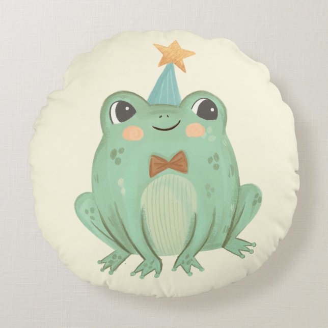 Nursery Cute Frog Baby  Round Cushion (Front)