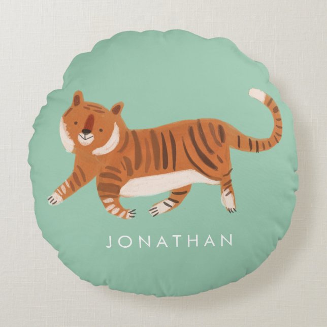 Nursery Cute Tiger Cute baby room  Round Cushion (Front)