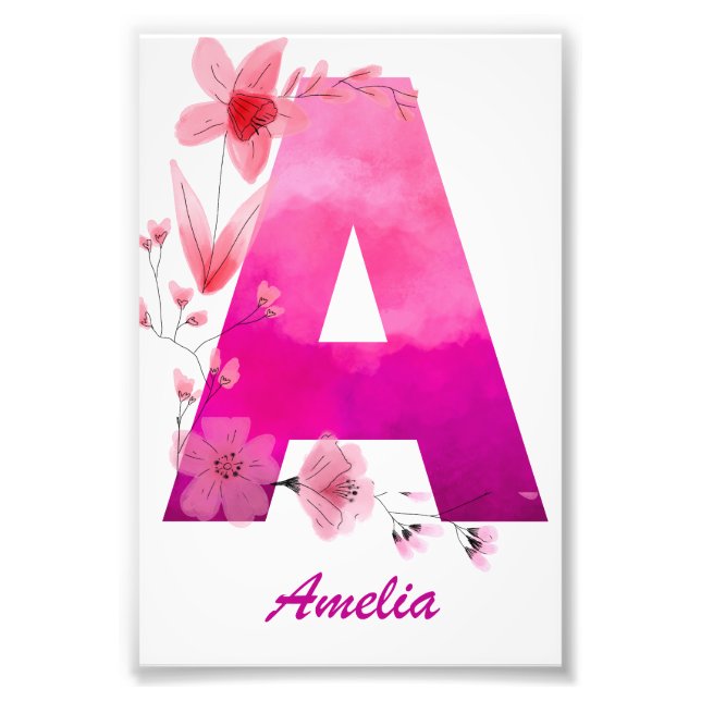 Nursery Decor Initial Name for Baby Newborn Photo Print (Front)