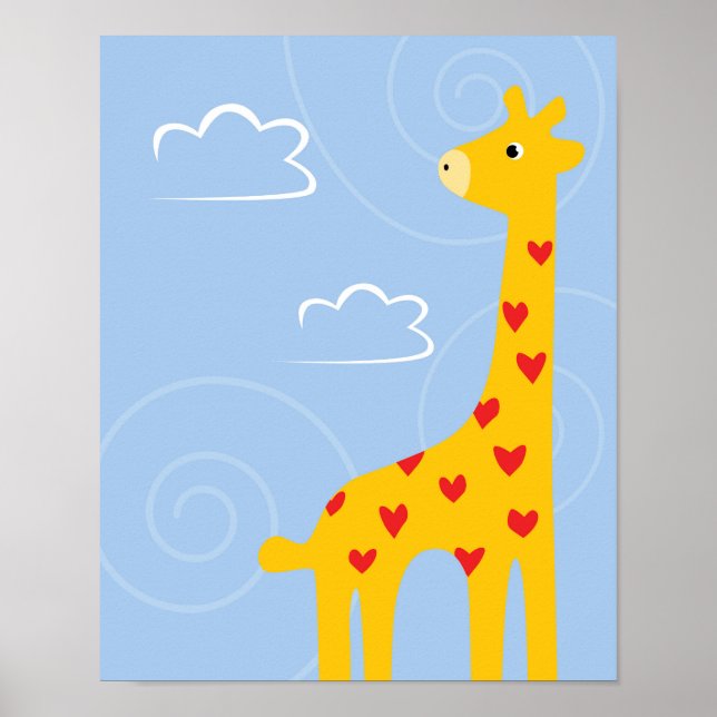 Nursery Giraffe illustration cute Savana art Poster (Front)