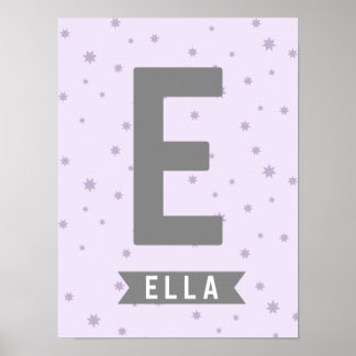 Nursery Initial + Name Print - Stars