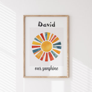 Nursery\Kids Boho Sun Personalised Sunshine Custom Poster