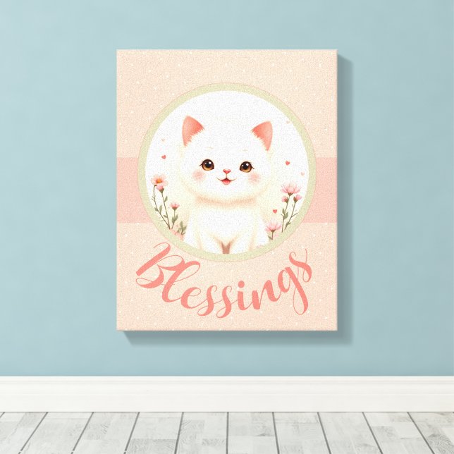 Nursery Little Kitty Cat Canvas Print (Insitu(Wood Floor))