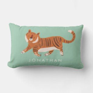 Nursery Little Tiger Watercolor Custom Baby Room Lumbar Cushion
