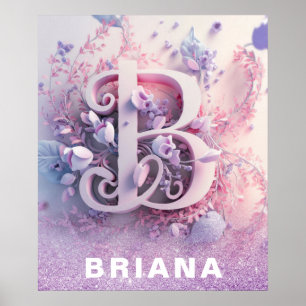 *~* Nursery Monogram AP71 Girl Letter B Poster