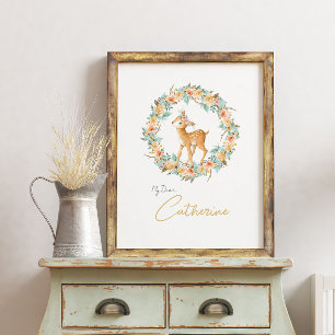 Nursery Name Sign Cute Deer Woodland Animals