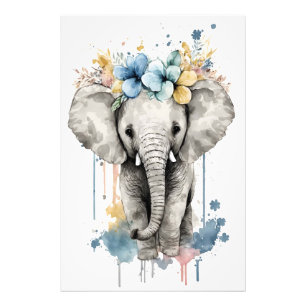 Nursery Pictures of Animals: Baby Elephant Photo Print