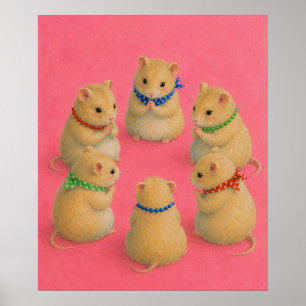 Nursery Playroom Hamster Meeting Illustration Poster