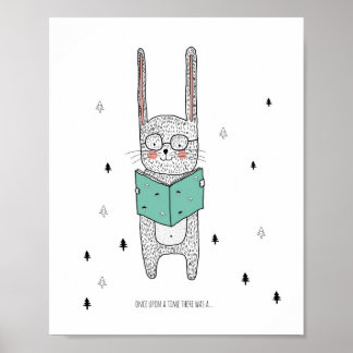 Nursery Print, Read Me A Story, Rabbit Illustratio Poster