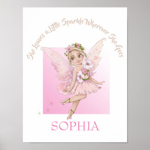 Nursery Quote Cute Fairy Pink Sparkle Poster