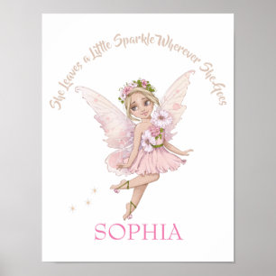 Nursery Quote Pink Cute Fairy Sparkle Poster