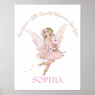 Nursery Quote Pink Cute Fairy Sparkle Poster
