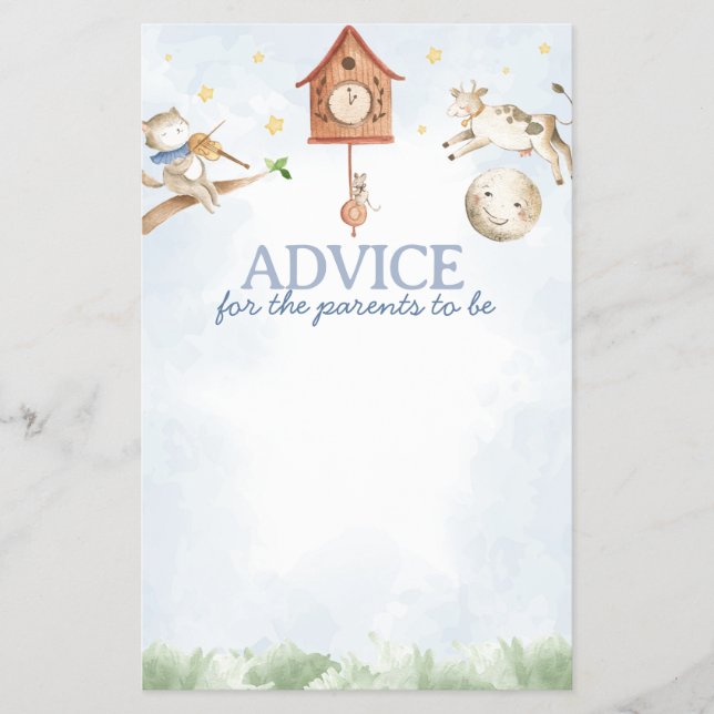 Nursery Rhyme Baby Shower Advice For Parents Flyer (Front)