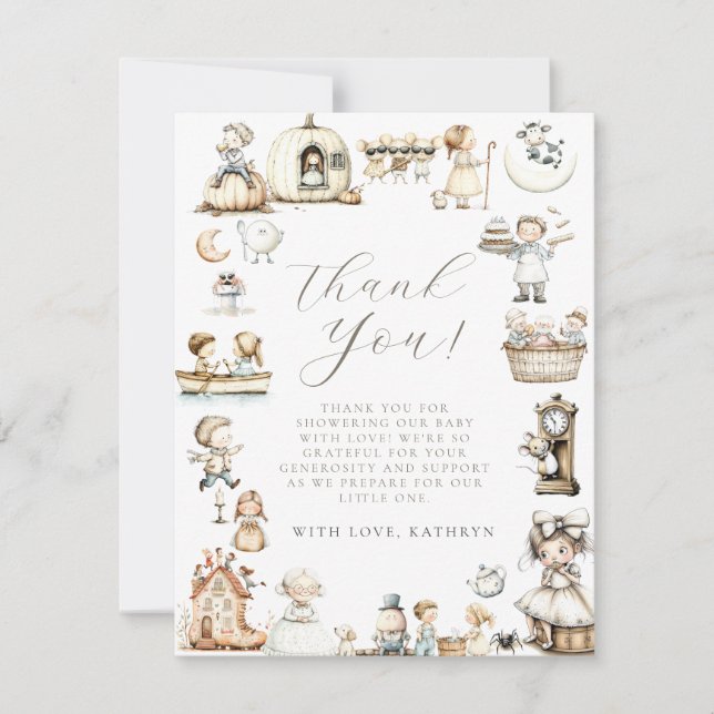 Nursery Rhyme Baby Shower Thank You Card (Front)