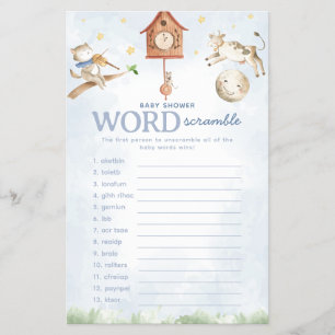 Nursery Rhyme Baby Shower Word Scramble Game Flyer