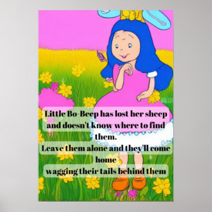 nursery rhyme cartoon fun little bo-peep has lost  poster