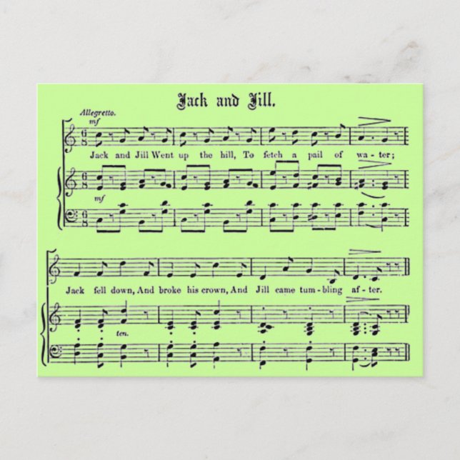 Nursery Rhyme Jack and Jill Postcard (Front)