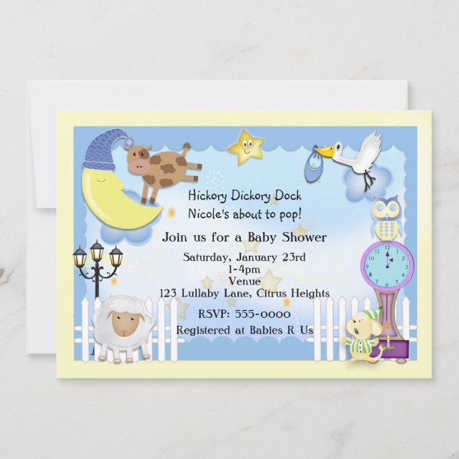 Nursery Rhyme Lullaby Baby Shower Invitations (Front)