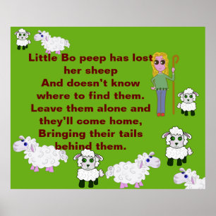nursery rhyme modern little bo-peep bright colours poster