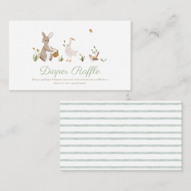 Nursery Rhyme mother Goose animal Diaper raffle  Enclosure Card (Front/Back)