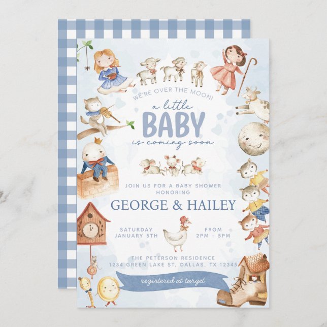 Nursery Rhyme Mother Goose Baby Shower Invitation (Front/Back)