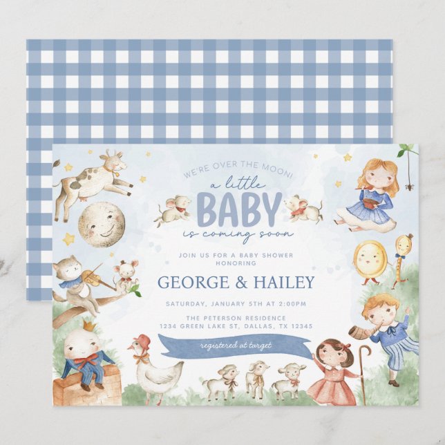 Nursery Rhyme Mother Goose Baby Shower Invitation (Front/Back)