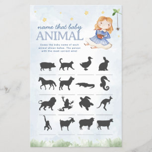 Nursery Rhyme Name that Animal Baby Shower Game Flyer