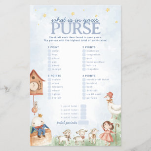 Nursery Rhyme Purse Baby Shower Game Flyer