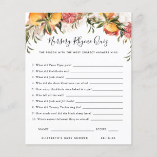 Nursery Rhyme Quiz   Baby Shower Game