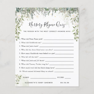 Nursery Rhyme Quiz   Baby Shower Game