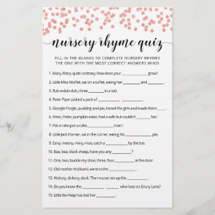 Nursery Rhyme Quiz Baby Shower game with Answers